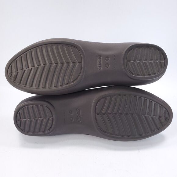 Crocs Slip on Casual Ballet Flat Womens Size 9 203404 Brown Rubber Round Toe - Picture 7 of 9